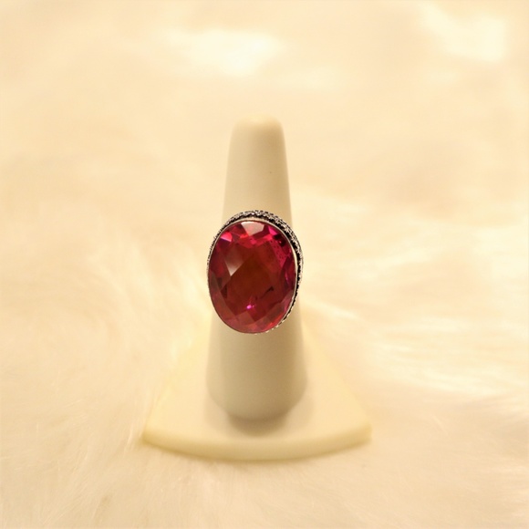 Pink Quartz & .925 Silver Ring Size 6.75 - Picture 4 of 5